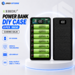 KEBIDU Casing Power Bank DIY C18 8 x 18650 Digital Display 2 Port USB Type A Input Type C Micro USB Output 5V 2A Case Powerbank dengan LCD Indikator Kapasitas untuk Rakitan Baterai 18650