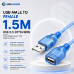 Kabel USB Male to Female 1.5 Meter Kabel USB M to F Kabel Perpanjangan USB 2.0 Extension Extention Kabel USB Male Female 1.5M Kabel USB Extender Untuk Hub Laptop PC Komputer Aksesoris Data Transfer Stabil Kualitas Bagus 1.5 Meter