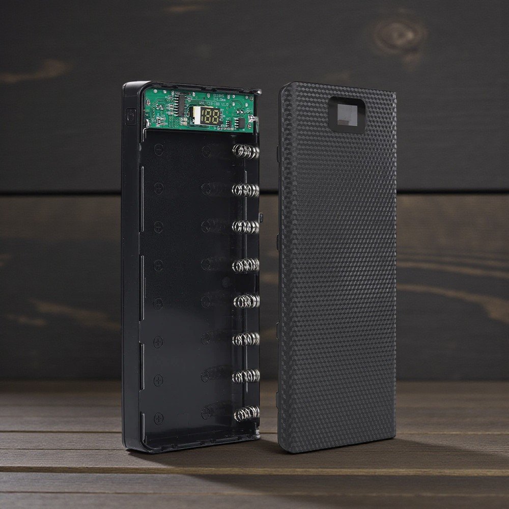 KEBIDU Casing Power Bank DIY C18 8 x 18650 Digital Display 2 Port USB Type A Input Type C Micro USB Output 5V 2A Case Powerbank dengan LCD Indikator Kapasitas untuk Rakitan Baterai 18650 - Gambar 6