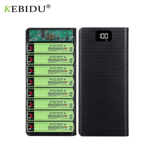 Casing Powerbank 8 Port Input Type C Micro USB DIY Power Bank Case USB Type C 8 x 18650 2 Port