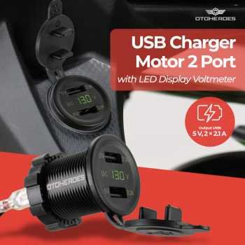 OTOHEROES Y451 Charger HP Motor Dual Port USB A 15W 4.2A 12-24V Waterproof Black dengan LED Display Voltmeter Charger USB Motor 2 Port Pengisi Daya Smartphone Anti Air Charger Aki Motor untuk Perjalanan - Gambar 9
