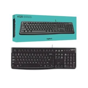 LOGITECH K120 Keyboard USB Kabel Original Garansi Resmi - Keyboard Laptop Komputer PC Full Size Layout QWERTY Tahan Percikan Air Spill Resistant Mengetik Nyaman Hening Senyap Awet Tahan Lama Plug and Play - Papan Ketik USB Wired Hitam Sekolah Kantor - Gambar 6