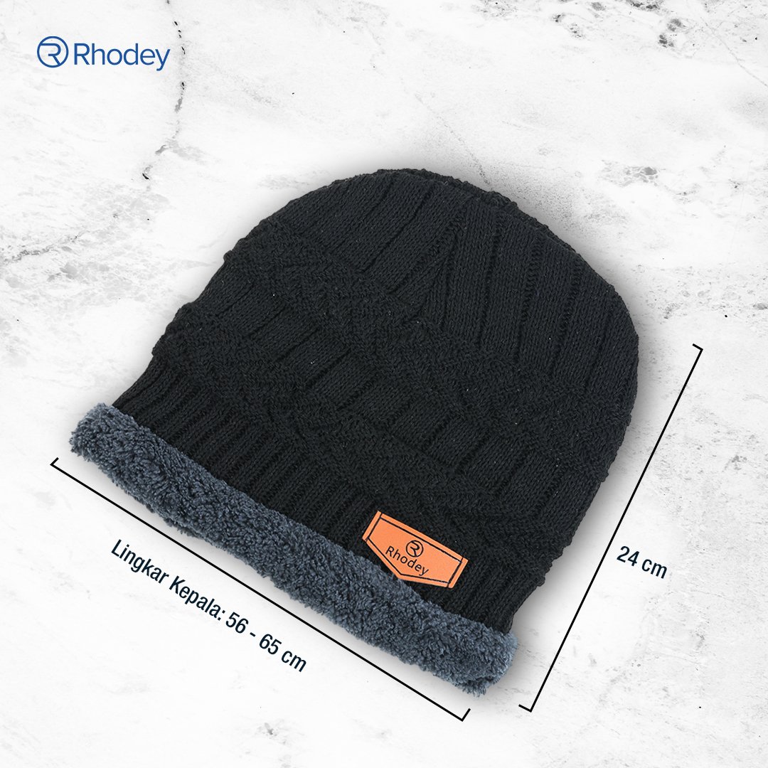 Rhodey Topi Kupluk Rajut R54 Pria Wanita Unisex Beanie Hat Winter Poliester Hangat untuk Musim Dingin Gunung Camping Outdoor Adventure Diameter 56-65cm Tinggi 24cm Nyaman Dipakai Sehari-hari - Gambar 12