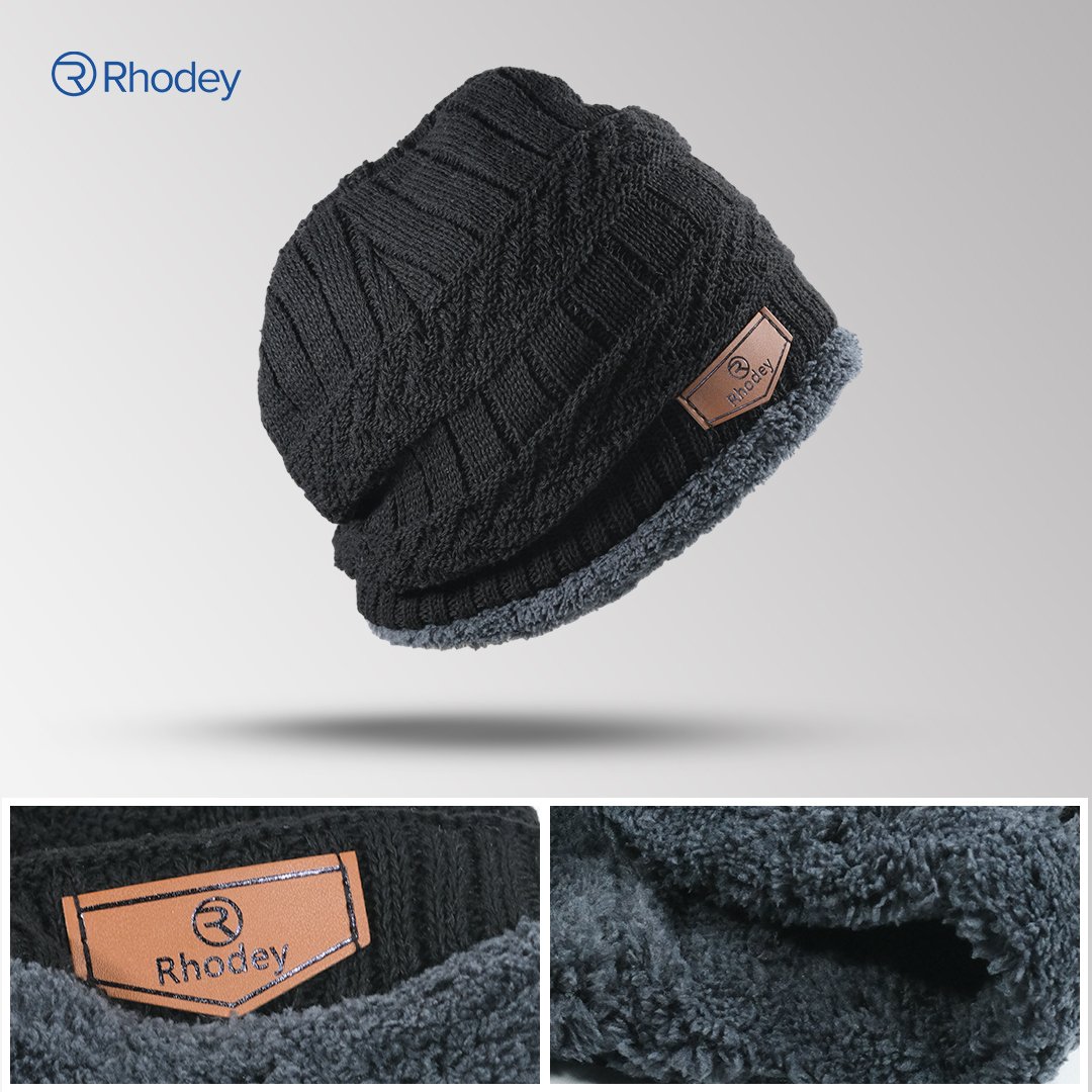 Rhodey Topi Kupluk Rajut R54 Pria Wanita Unisex Beanie Hat Winter Poliester Hangat untuk Musim Dingin Gunung Camping Outdoor Adventure Diameter 56-65cm Tinggi 24cm Nyaman Dipakai Sehari-hari - Gambar 11