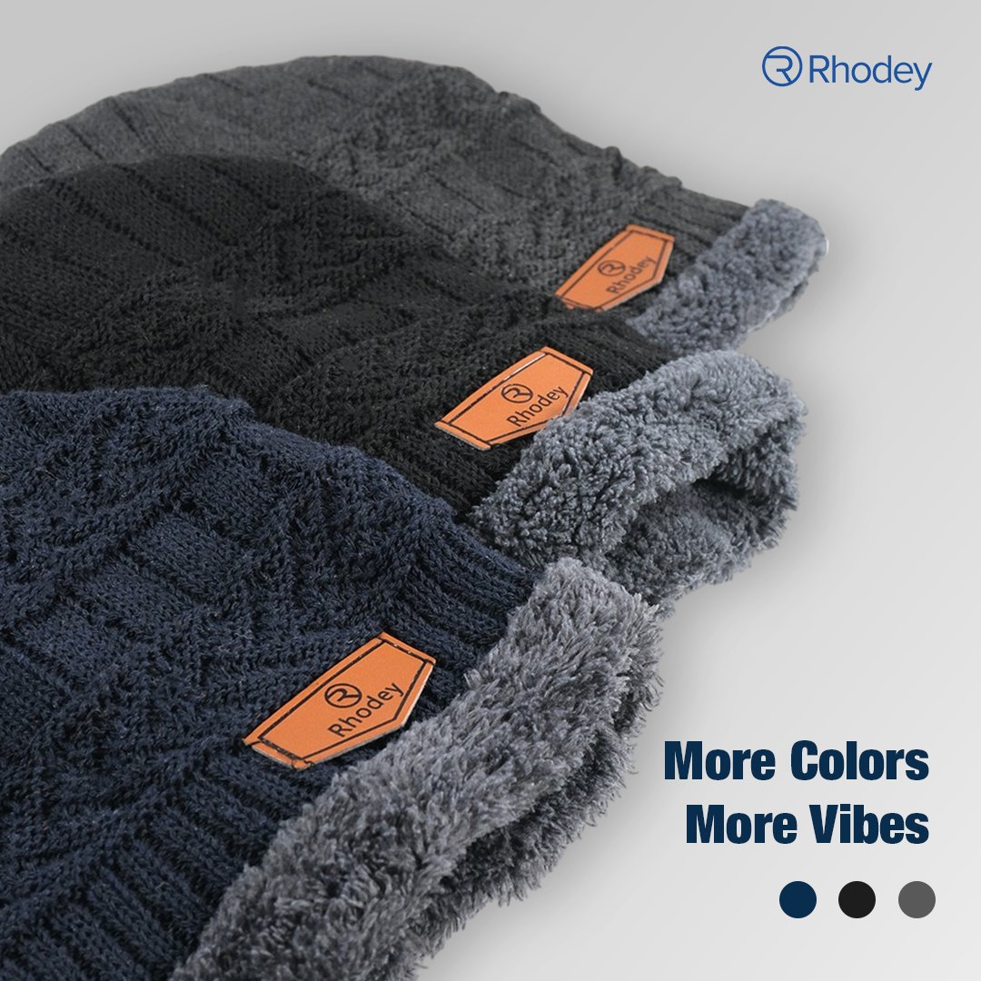 Rhodey Topi Kupluk Rajut R54 Pria Wanita Unisex Beanie Hat Winter Poliester Hangat untuk Musim Dingin Gunung Camping Outdoor Adventure Diameter 56-65cm Tinggi 24cm Nyaman Dipakai Sehari-hari - Gambar 10