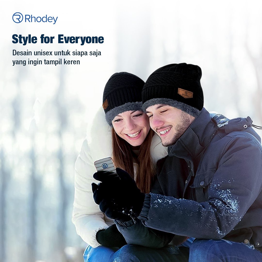 Rhodey Topi Kupluk Rajut R54 Pria Wanita Unisex Beanie Hat Winter Poliester Hangat untuk Musim Dingin Gunung Camping Outdoor Adventure Diameter 56-65cm Tinggi 24cm Nyaman Dipakai Sehari-hari - Gambar 9