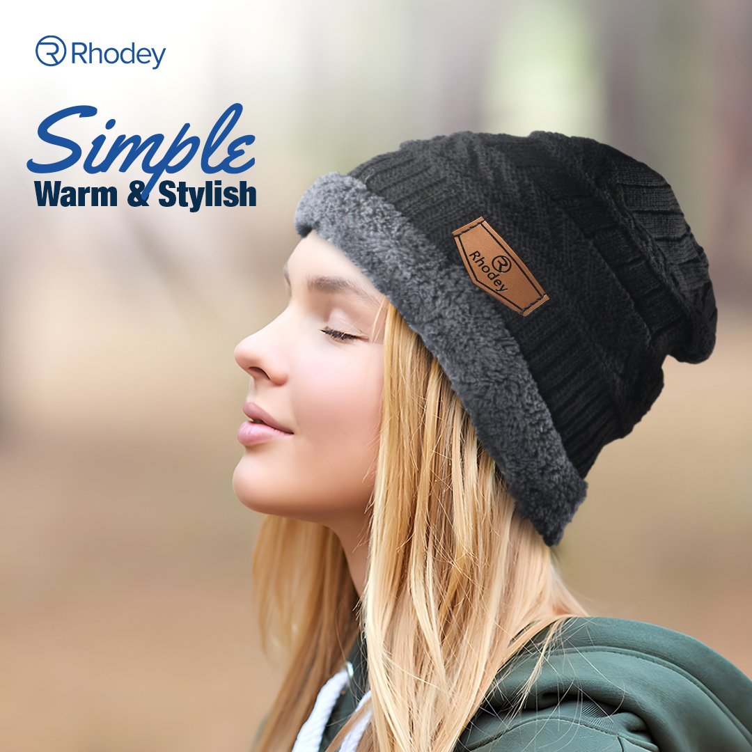 Rhodey Topi Kupluk Rajut R54 Pria Wanita Unisex Beanie Hat Winter Poliester Hangat untuk Musim Dingin Gunung Camping Outdoor Adventure Diameter 56-65cm Tinggi 24cm Nyaman Dipakai Sehari-hari - Gambar 8