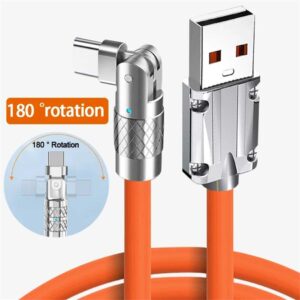 Kabel Data Rotate 180 Kabel Data Gaming Kabel Data Multifungsi Fast Charging Rotatable 10V/6A 1M Kabel Charger Type C Fast Charging Kabel Data Rotasi Rotatif Type C Android - Gambar 5