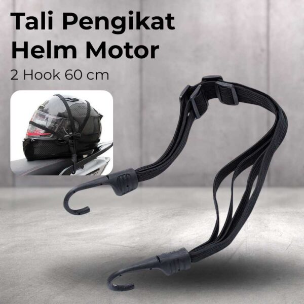 Tali Pengikat Helm Di Jok Motor Helem Motor 2 kait Tali Helm Jaring Helm Tali Pengikat Helm Elastis Helmet Rope Cargo Net Sepeda Motor 2 Hook 60 cm - Gambar 6