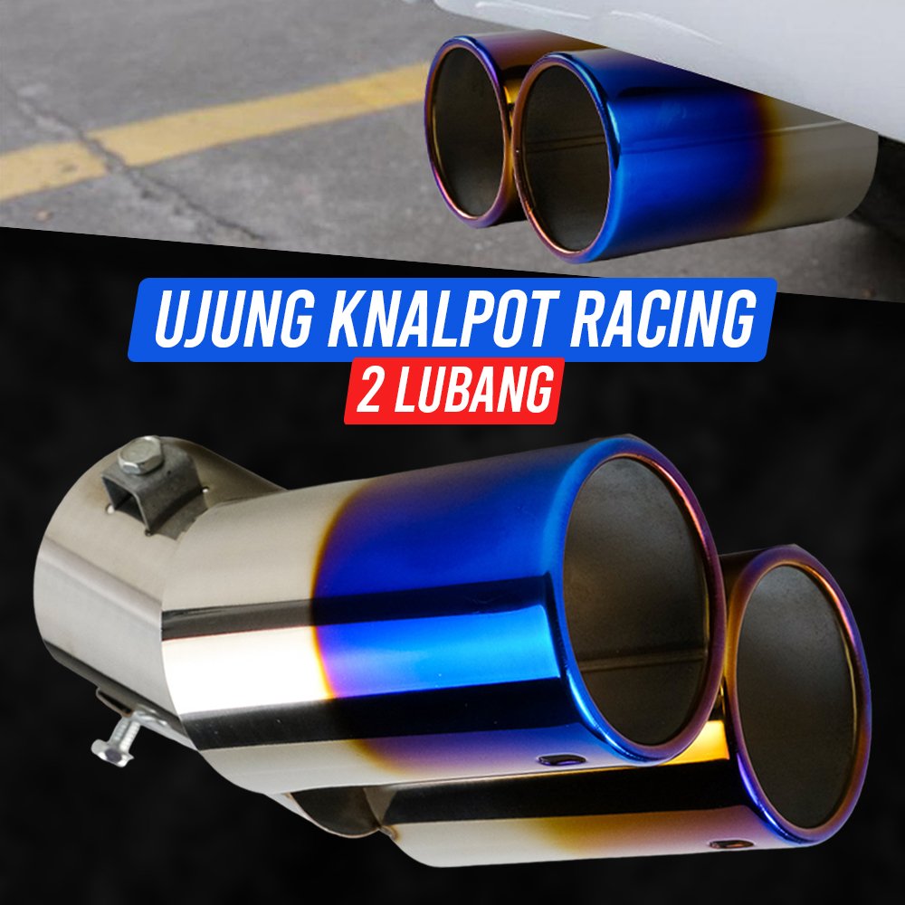 MYXDEC EX-1025 Ujung Knalpot Mobil Racing Dua Lubang Tailpipe Muffler Tip Stainless Steel Anti Karat Tahan Panas Desain Gradasi Silver Blue Universal untuk Modifikasi Tampilan Knalpot Mobil Lebih Sporty dan Menarik - Gambar 5