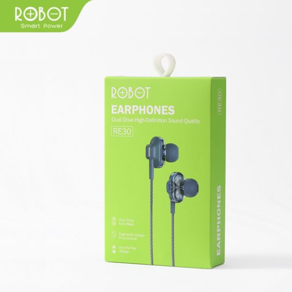 Headset Robot Kabel Transparan RE30 Handsfree Earphone Robot Jack 3.5mm Original Bass New Model Wired Earphone Bass Smartphone Original - Gambar 5