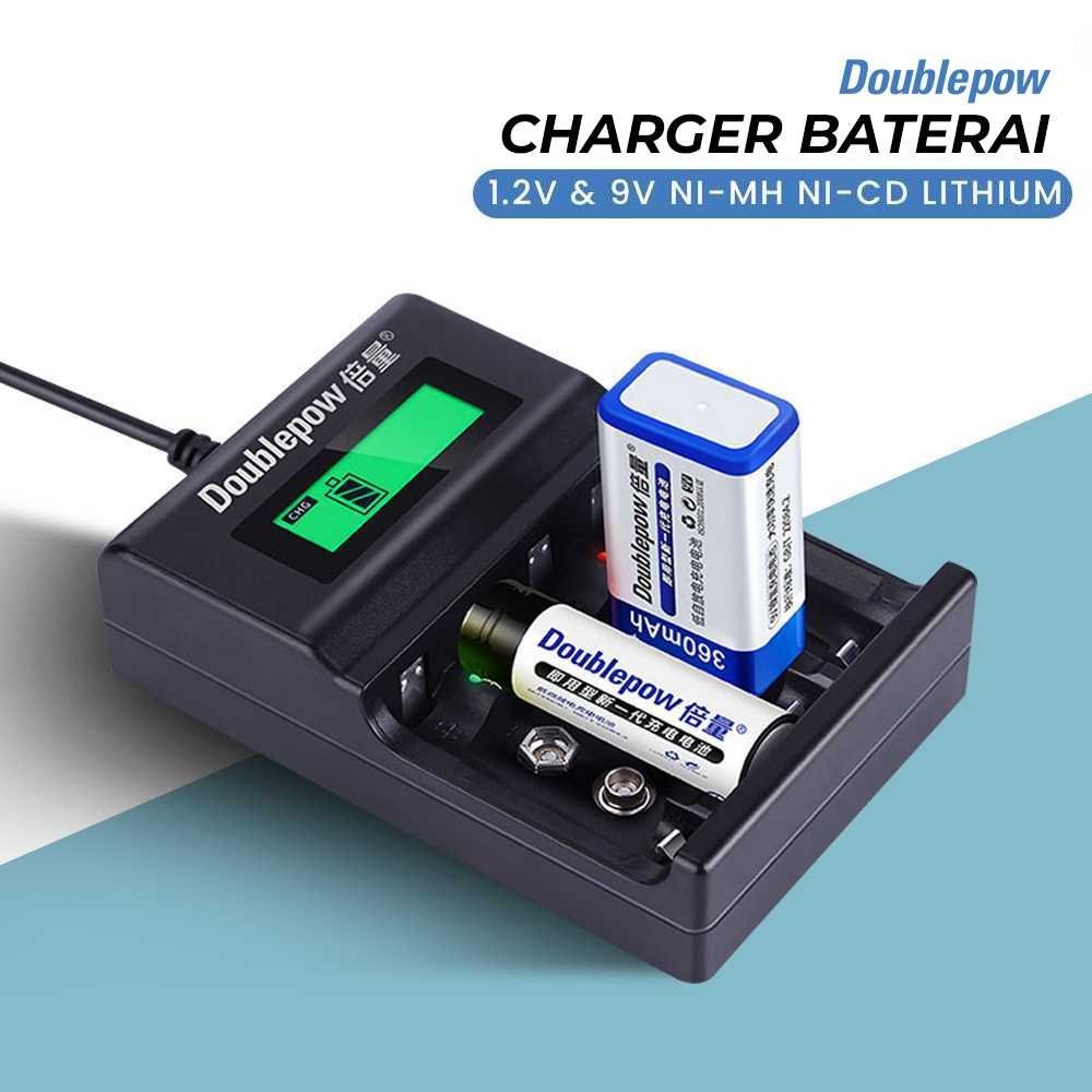 DOUBLEPOW DP-UK95 Charger Baterai 4 Slot AA AAA 9V LCD Ni-MH Ni-CD Lithium 1.2V 9V Cas Baterai Rechargeable Isi Ulang Battery Charger Universal dengan Proteksi Overcharge Overvoltage Temperatur Korsleting - Gambar 2