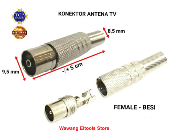 Jack Antena TV Jack Anten Televisi Male Jack Antena TV Besi Buntut Per Jek TV Cowok Silver Buntut Merk CP - Gambar 3