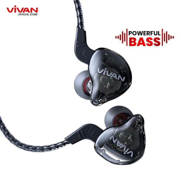 Headset Vivan Q15 Black Original Garansi Resmi Vivan Q15 Headset Wired in Ear IEM Earphone Handsfree Earbuds with Mic Audio Jernih Bass