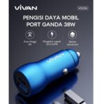 Charger Mobil Fast Charging Type C 20w USB 18w Vivan VCC04 Dual Port USB-C USB-A Fast Charging Car Charger Mobil Quick Charge 3.0