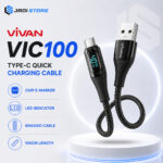 VIVAN VIC100 Kabel Data Type-C Type C 5A Original Fast Charging 40W LED Display Power Monitoring 100CM Kabel Charger Android Quick Charge Braided Kuat Anti Patah Smart Chip Bergaransi Resmi 1 Tahun Jadi Store