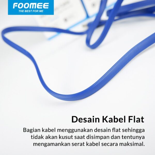 Micro USB FOOMEE FD100-M Kabel Charger Kabel Data Micro Flat Cable Data USB Type Lightning Iphone 2.4A Fast Charging Panjang 1 Meter - Gambar 5