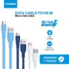 Micro USB FOOMEE FD100-M Kabel Charger Kabel Data Micro Flat Cable Data USB Type Lightning Iphone 2.4A Fast Charging Panjang 1 Meter