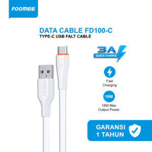 FOOMEE FD100-C Kabel Data Type C Kabel Charger Micro Flat Cable Data USB Type Lightning Iphone 3A Fast Charging Quick Charge Panjang 1 Meter - Gambar 8