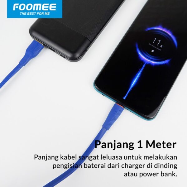 Micro USB FOOMEE FD100-M Kabel Charger Kabel Data Micro Flat Cable Data USB Type Lightning Iphone 2.4A Fast Charging Panjang 1 Meter - Gambar 6