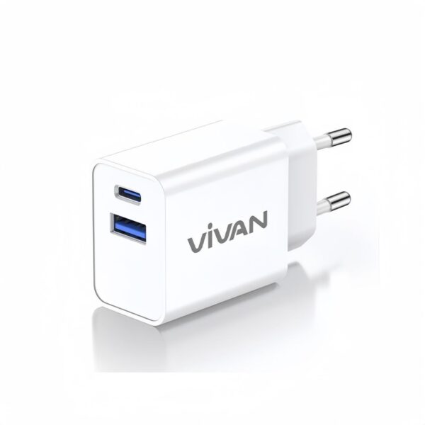 Kepala Charger Vivan Power 25w 3A PD QC3.0 Dual Port with Super Durability Fast Charging Kepala Cas Batok Charger Power Adapter PD Charger Apple iPhone Android