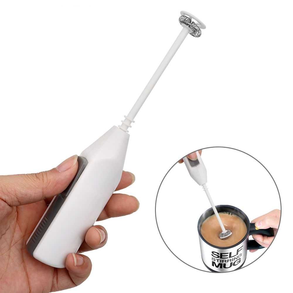 One Two Cups HMP35 Hand Mixer Mini Milk Frother Battery Pengocok Telur Kopi Portable dengan Kepala Stainless Steel untuk Buih Susu Cappuccino Latte Dalgona dan Minuman Cokelat Praktis di Rumah Kantor Sehari-hari - Gambar 2