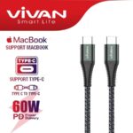 Kabel Charger Data Vivan Type C To C Super Fast Charging PD 60W 3A 1M 1 Meter KPD100S Kabel Power Delivery Kabel PD Type C to C Original Garansi Resmi