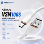 VIVAN VSM100S Kabel Micro USB Android 2.4A Original Fast Charging Quick Charge 100CM Kabel Data Silicone Silikon Lentur Lembut Anti Kusut Kabel Charger Samsung Xiaomi Oppo Vivo Realme Smart Chip Garansi Resmi 1 Tahun Jadi Store
