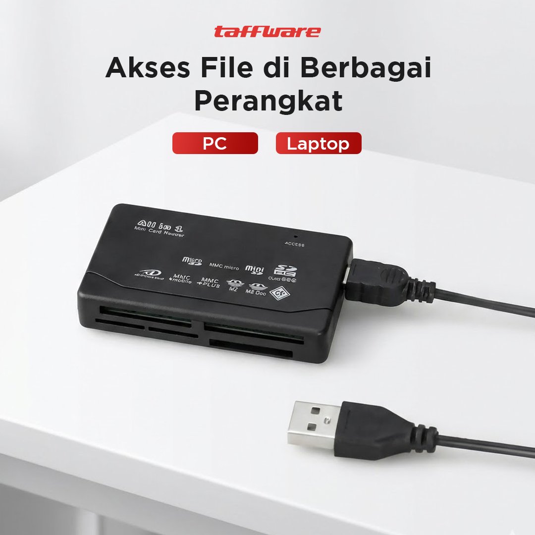 Taffware Card Reader SHTC-08 OTG 6in1 USB 2.0 Multi Memory CF SD MicroSD MMC MS XD untuk Membaca Kartu Memori Kamera dan Transfer Data ke Laptop Komputer hingga 480 MB/s Material Plastik Ringan Black - Gambar 8