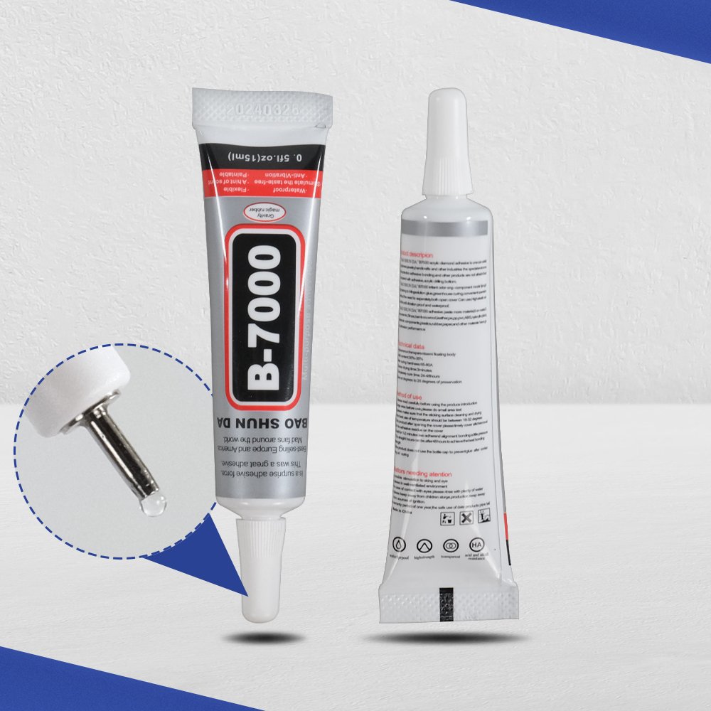 BAO SHUN DA B-7000 Lem Kuat Serbaguna 15ml Power Glue Strong Adhesive Transparent Lem LCD Touch Screen Casing Backdoor HP Smartphone Plastik Besi Keramik dengan Ujung Corong Presisi - Gambar 7