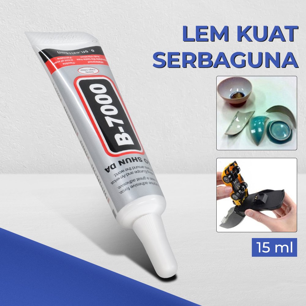 BAO SHUN DA B-7000 Lem Kuat Serbaguna 15ml Power Glue Strong Adhesive Transparent Lem LCD Touch Screen Casing Backdoor HP Smartphone Plastik Besi Keramik dengan Ujung Corong Presisi - Gambar 6