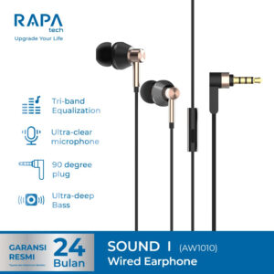 RAPAtech AW1010 Sound I Earphone Kabel 3.5mm Handsfree Stereo Ultra Clear Mic Deep Bass 90° Plug Original - Gambar 6