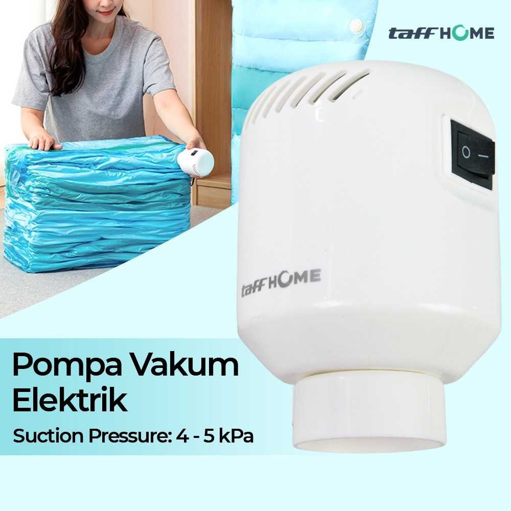 TaffHOME GR-204 Pompa Vacuum Baju Plastik Elektrik Travel Portable Electric Vakum Baju Vacuum Bag Vacum Bag 55W 4-5 kPa untuk Pakaian Baju Sprei Selimut Koper Traveling Serbaguna Praktis Hemat Ruang - Gambar 2