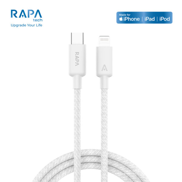 RAPAtech DC3034 Line+ I Kabel Charger Nylon Braided Apple Mfi Certified USB-C to Lightning Iphone Cable Kabel PD 27W - Gambar 3