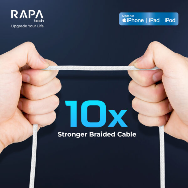 RAPAtech DC3034 Line+ I Kabel Charger Nylon Braided Apple Mfi Certified USB-C to Lightning Iphone Cable Kabel PD 27W - Gambar 6