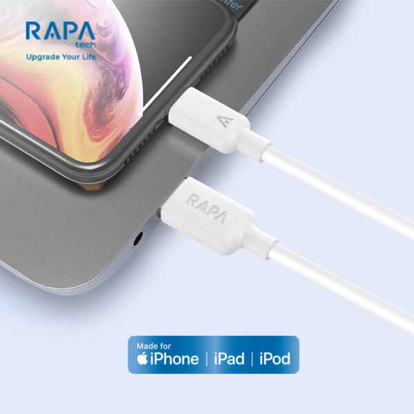 RAPAtech DC4042 LINE II Apple MFI Certified Kabel Cable Data Charger USB-A To Lightning Iphone Kabel 2.4A Fast Charging - Gambar 3