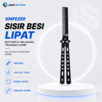 KNIFEZER Sisir Besi Lipat Butterfly Balisong Training Comb untuk Latihan Trik, Sisir Rambut Model Knife CS GO, Benchmade Style, Engsel Putar, Panjang 220mm, Terlipat 128mm