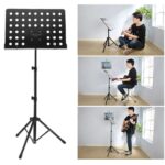 TaffSTUDIO Stand Tripod Partitur L Sheet Music Lembaran Musik P-06 Stand Book Dudukan Buku Partitur Musik Tripod Sheet Music Stand Teks Lagu Lirik Tangga Nada Kuat Adjustable Portable untuk Orkestra Band Gereja