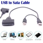Kabel SATA to USB 2.0 HDD Hardisk SSD Adaptor 30cm 2.5 Inch Adapter Eksternal Laptop Cable USB A – Converter Harddisk HDD SSD SATA ke USB 2.0 2.5 Inch Portable Support Semua Merk Storage Laptop PC Notebook