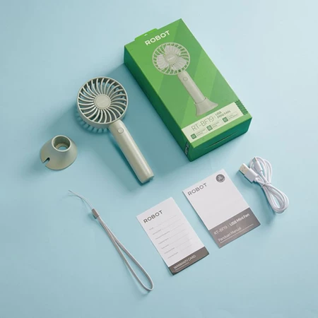 ROBOT RT-BF19 Kipas Portable Mini Fan 6800 RPM Rechargeable Genggam 3 Kecepatan Baterai 1200mAh USB Type-C Kipas Tangan Mini dengan Angin Kencang Tahan Lama Desain Ringkas untuk Rumah Kantor Traveling - Gambar 5