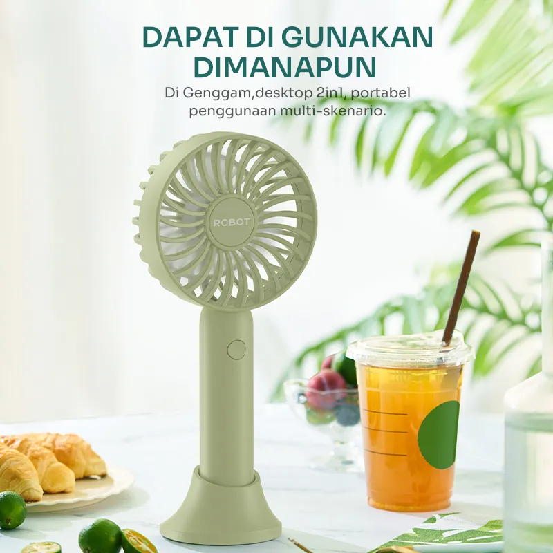 ROBOT RT-BF19 Kipas Portable Mini Fan 6800 RPM Rechargeable Genggam 3 Kecepatan Baterai 1200mAh USB Type-C Kipas Tangan Mini dengan Angin Kencang Tahan Lama Desain Ringkas untuk Rumah Kantor Traveling - Gambar 4