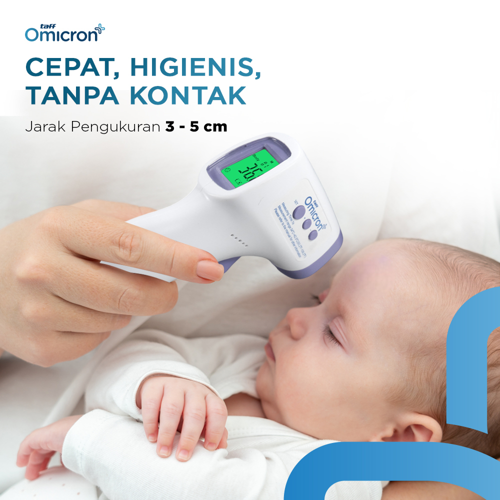 TaffOmicron Termometer Digital Infrared AD801 Thermogun Non Contact Pengukur Suhu Badan Dahi untuk Anak Dewasa Pengukuran 1 Detik LCD Indikator Hijau Oranye Merah Memory 20 Data 34-42,9°C 2x AAA Purple - Gambar 8