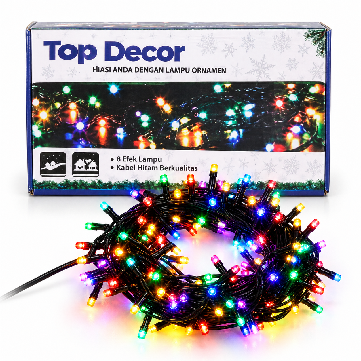 Lampu Hias Tumblr Rainbow Hitam 40 LED 10 Yard Lampu Hias Natal Warna Warni Dekorasi Kamar Rumah Pesta Agustusan Lampu Kelap Kelip 8 Mode Kontrol Cahaya Kabel Hitam 220V Lengkap dengan Colokan Listrik Bisa Disambung Paralel - Gambar 5
