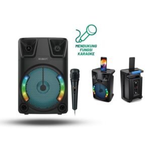 ROBOT RB700 Speaker Bluetooth 5.3 Karaoke Outdoor 10W 8 Inch Portable dengan Microphone Kabel Efek Lampu RGB Dynamic Lighting Speaker Musik untuk Karaoke Acara Keluarga Pesta Indoor Outdoor Garansi Resmi 1 Tahun - Gambar 6