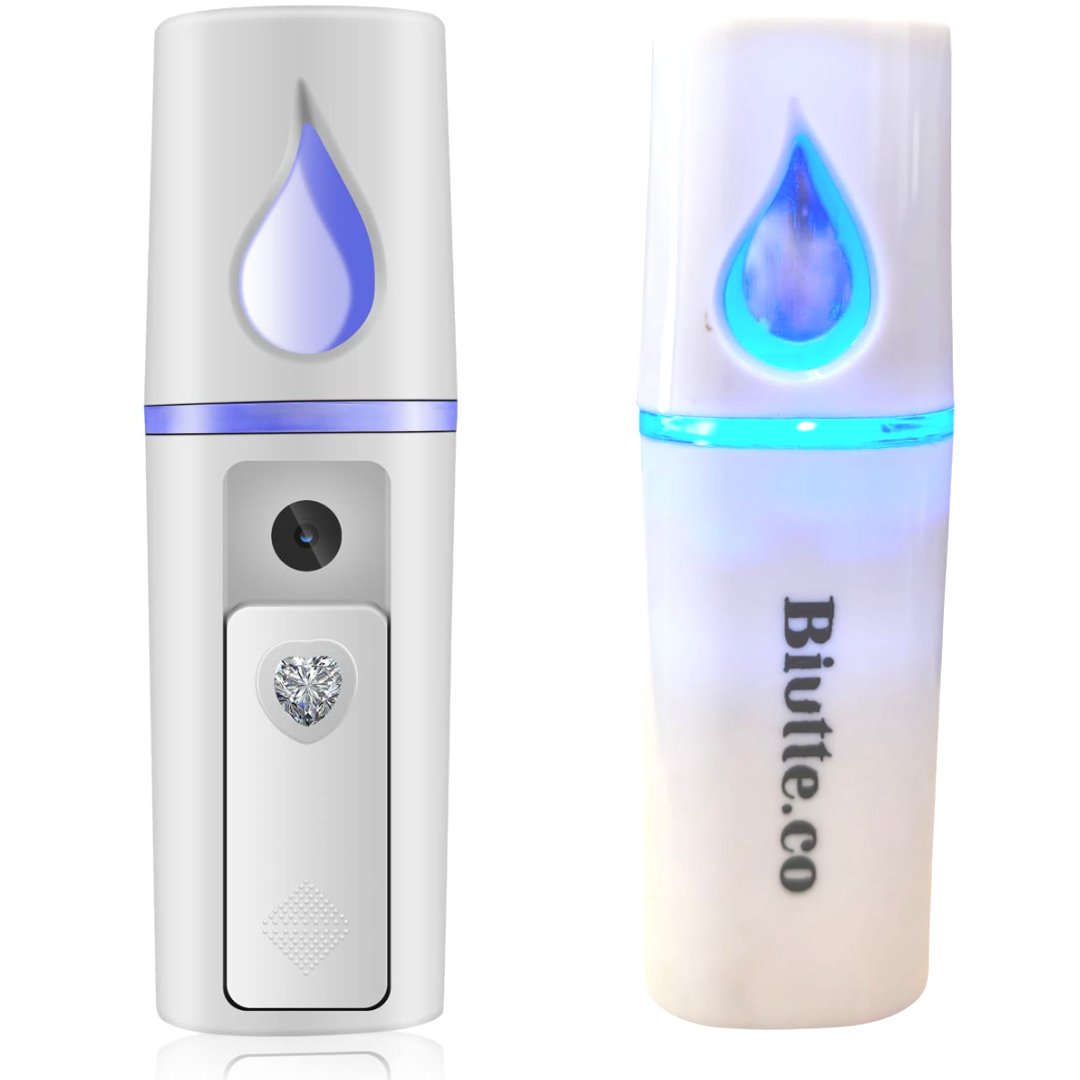 Biutte.co Nano Spray Steamer Muka Portable L-2 White, Humidifier Wajah Mini Mist Atomization dengan Water Tank 30ml, Facial Mister USB Rechargeable 450mAh, Uap Halus untuk Membantu Menjaga Kelembapan Kulit - Gambar 5
