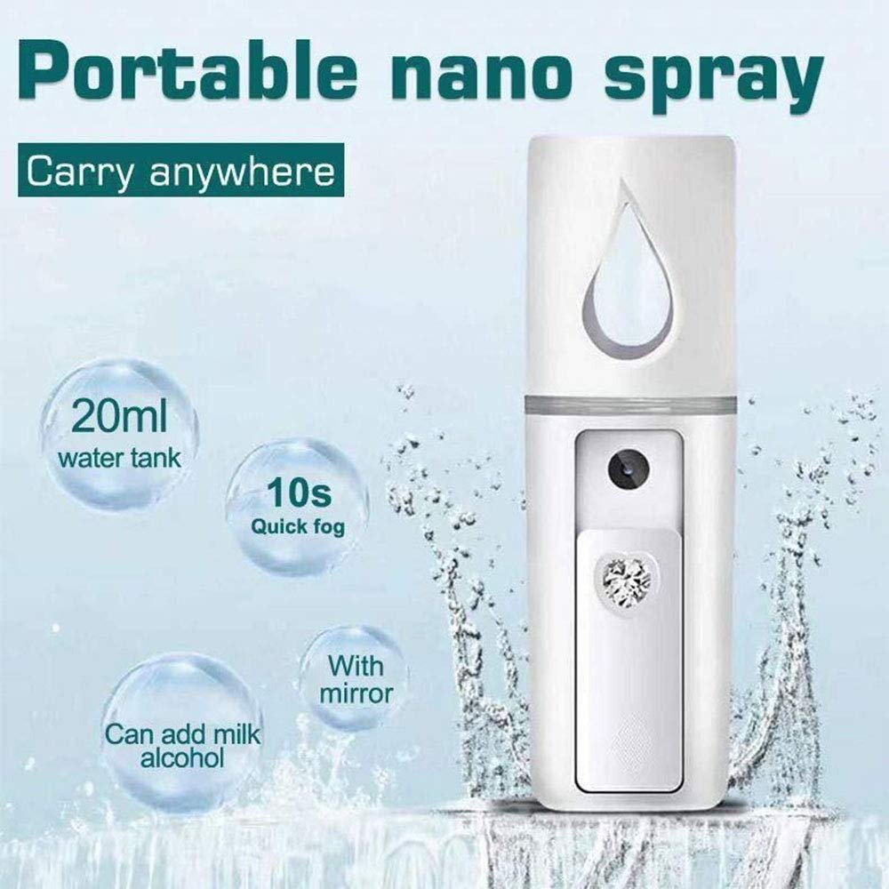 Biutte.co Nano Spray Steamer Muka Portable L-2 White, Humidifier Wajah Mini Mist Atomization dengan Water Tank 30ml, Facial Mister USB Rechargeable 450mAh, Uap Halus untuk Membantu Menjaga Kelembapan Kulit - Gambar 3