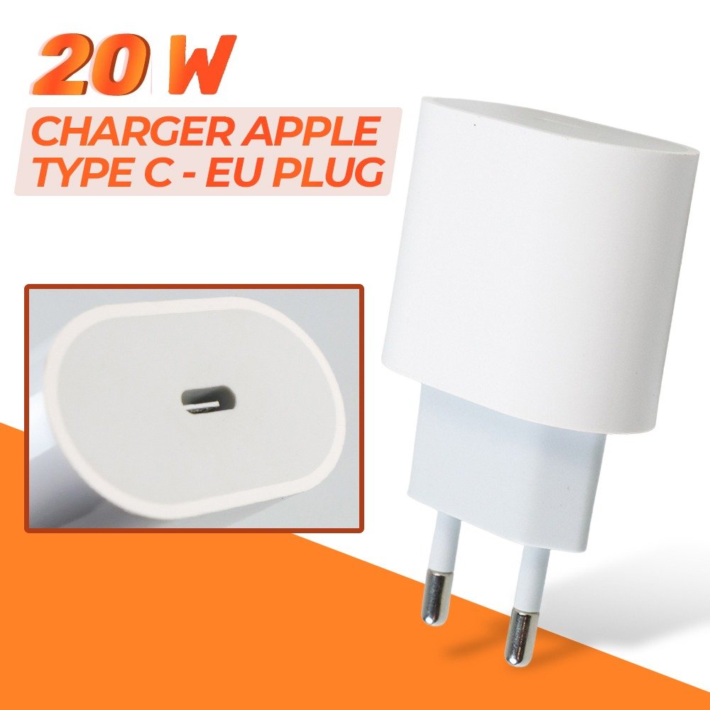 AMZWN Kepala Charger PD USB Type-C Type C 20W Fast Charging Power Delivery Adaptor 20 Watt 1 Port Type-C EU Plug Input 100-240V Output 5V 3A 9V 2.22A untuk Kabel USB Type-C dan Perangkat Kompatibel - Gambar 2