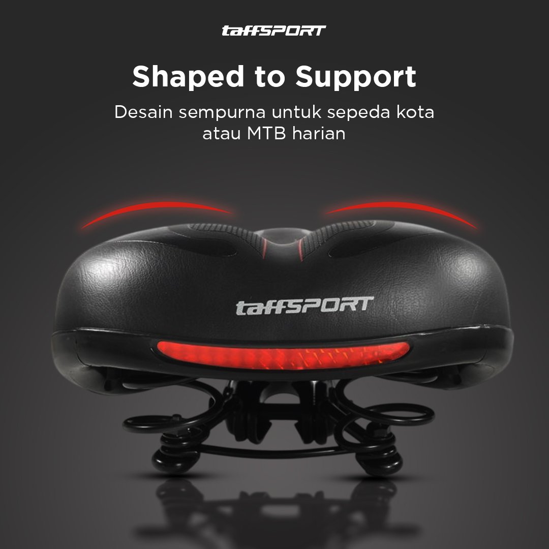 TaffSPORT Jok Sadel Sepeda Empuk Lebar Spring Shock Waterproof ZF40, Sadel MTB Polygon BMX dengan Peredam Getaran, Bantalan Busa PU Tebal dan Nyaman untuk Bersepeda Jarak Jauh, Rangka Besi - Gambar 8