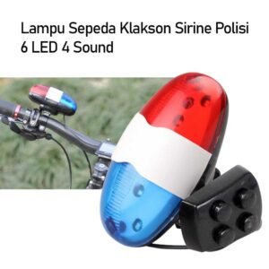 TaffLED Lampu Depan Sepeda Klakson Sirine Polisi 6 LED 4 Sound - JY-325B Bel Lampu Sepeda Police Bicycle Horn Light Klakson Sepeda Anak Dewasa Suara Sirine Mobil Polisi Lampu Sepeda LED Depan Multifungsi Bel Klakson Aksesoris Sepeda 325B Terang Aman - Gambar 5
