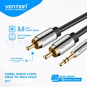 Vention BCF Kabel Audio 3.5mm Male to 2 RCA Male HiFi Stereo 1 Meter Original - Gambar 6